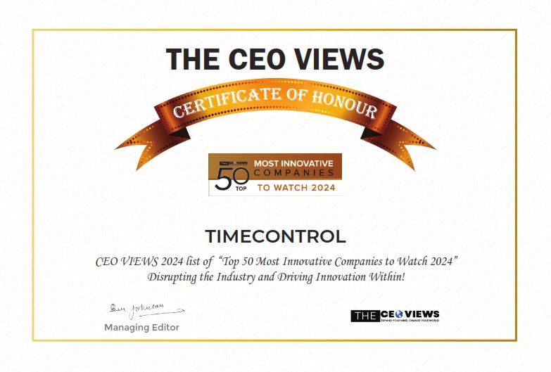 TimeControl Certificate 50 Most Innovative Companies to Watch in 2024, Chris Vandersluis, Christopher Vandersluis, Christopher Peter Vandersluis